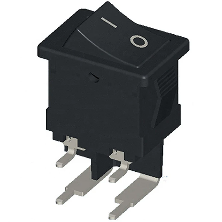 90 degree rocker switch square dpdt 4-pin/terminal on-off right angle pcb mount