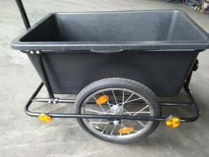 90l plastic bin  bike trailer cargo, bicycle trailer