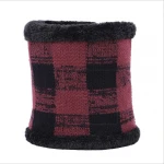 AGRADECIDO Plaid Striped Mens Scarf Outdoor Fleece Lined Knitted Scarf Turtleneck Collar Cashmere Scarves