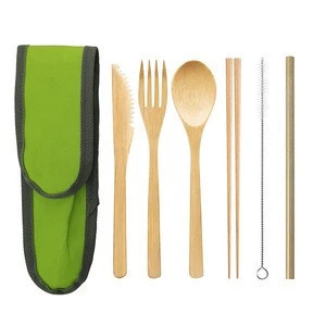 Amazon best seller bamboo fiber tableware cutlery set Portable Eco Friendly bamboo tableware bamboo travel utensil set