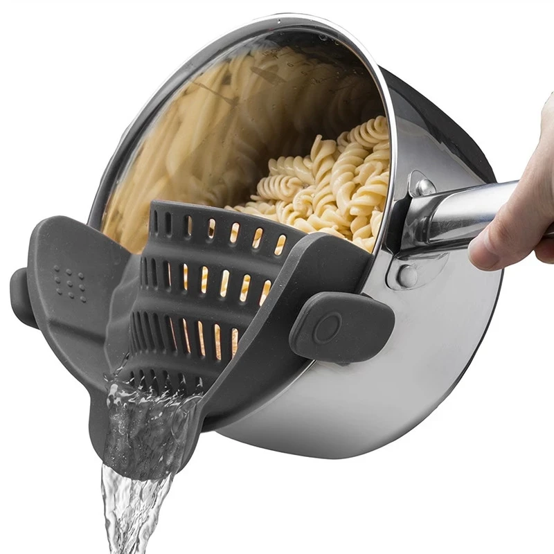 Amazon hot sale Fits all Pots and Bowls Dishwasher Safe Colander Silicone Clip On Strainers With 2 Clip