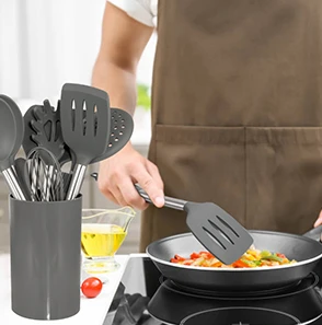Amazon Hot Sale Non-stick Heat Resistant Food Grade Silicone Cookware Silicone Cooking Utensil Set