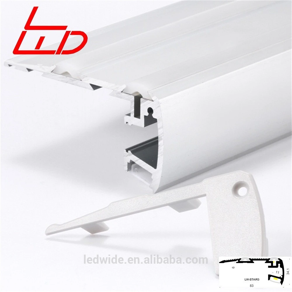 anodized aluminum led strip profile for stair led lighting ( lights down)