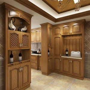 Antique luxury kitchen cabinet solid wooden kitchen furniture
