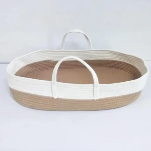 Baby Changing Basket With Cotton Pads  100% Cotton Rope Moses Basket Changing Table Topper with Mattress Pad