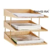 Bamboo 3 tier stackable desk document letter organizer file trays /Bamsira_Factory