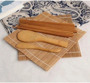 bamboo sushi roller kit and chopsticks serving set wholesale