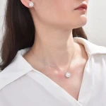 BAOXING  Fashion Korean Bridal Zirconia Jewelry Set For Wedding Wholesale Fine Jewelry diamonds 925 Silver Earrings necklace Set