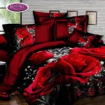 Beijing home textile black color red rose microfiber 3d queen size comforter sets