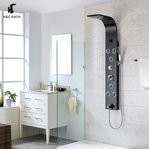 Best sale high quality bathroom products black brushed finishing 3 way control shower panel