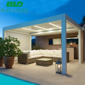 Bioclimatic motorized porch louvre aluminium pergola with LED light
