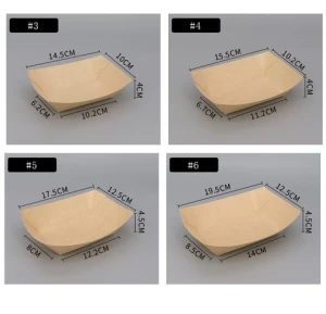 biodegradable boat shape snack kraft paper food tray