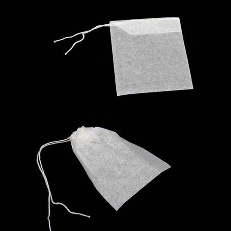 Biodegradable filter paper empty tea  coffee filter bag with drawstring