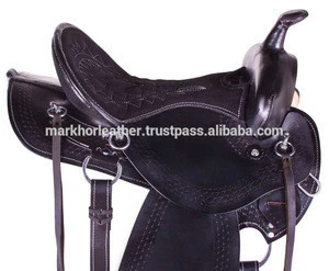 Black Pleasure Trail Endurance Western Leather Horse Saddle , Leather Horse Saddle, Professional Horse Saddle