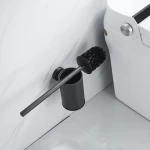 black Standing bathroom 304 stainless steel toilet cleaning brush with holders set stand 2 Optional silicone brush head
