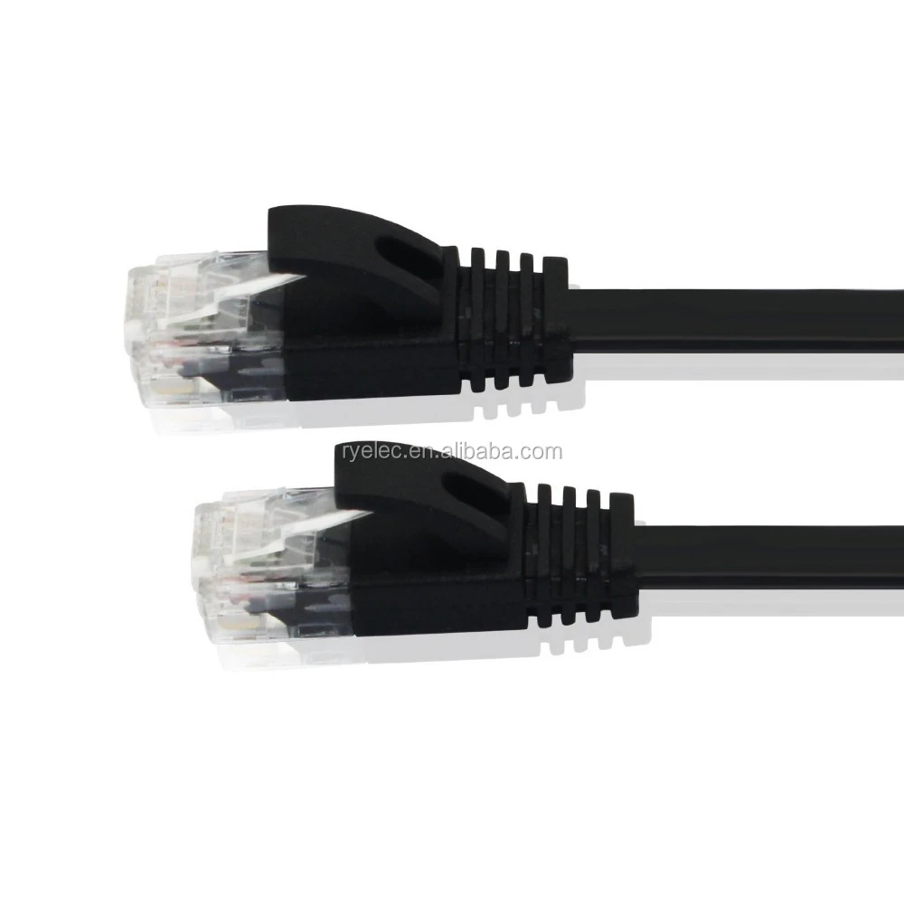 Black ultra slim CAT6 flat RJ45 Ethernet Patch cable