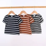 Black White T Shirt Kids Baby Unisex Striped Tee Crew Neck Short Sleeve Stripes Tops Fashion