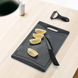 BPA Free FDA Antimicrobial Protection Non Slip Dishwasher Safe 3-Piece Plastic Cheese Chopping Cutting Board