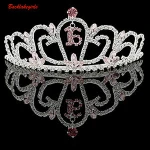 Bridal Hair Decoration Handwork Crystal Wedding Head Pageant Leather Piece Full Round Tiara