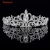 Import Bridal Hair Decoration Handwork Crystal Wedding Head Pageant Leather Piece Full Round Tiara from China