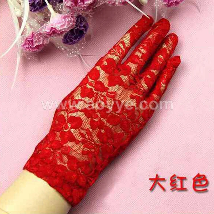 Brief paragraph female lace summer purple wrist length sexy lace Anti-UV sun block driving dressing wedding gloves wholesale