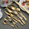 Bulk Luxury Gold Stainless Steel Cutlery Set Service Knife Fork Spoon Serving Flatware Set