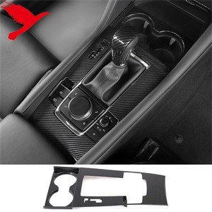 Car Interior Gear Shift Knob Cover Trim &amp; Gear Console Panel Cover Frame Decor ABS Carbon Style 1PC For Mazda 3 M3 Axela 2020