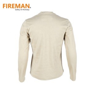 CAT 2 OEM low MOQ 100% cotton FR Flame retardant knitted henley Shirt hoodies