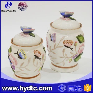 ceramic small sugar bowl jar with lid decoration kitchen
