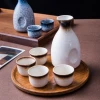 Ceramic Wine Bottle and Cup with Solid Color Japanese Sake Bottle, Drinkware Ceramic Sake Bottle Set