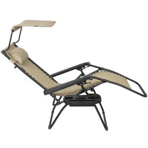 Chair Zero Gravity Canopy Shade Lounge Chair Cup Holder Patio Outdoor Garden