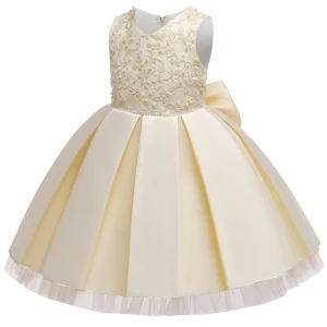 Champagne New girl dress skirt European and American high-end princess skirt birthday solid-colored pomskirt baby evening dress