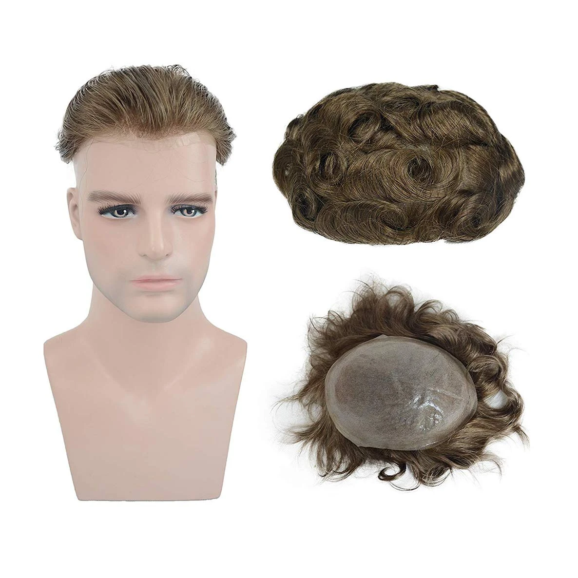 Cheap Factory Price kinky human hair toupee with remy hair dark blond