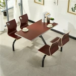 Cheap Four Seats HDF Dining Table And Chair Set For Dining Hall Fast Food Restaurant Cafeteria Beverage