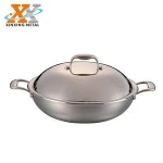 Cheap Price Kitchen Wok Pan Stainless Steel Chinese Cooking Wok With Handles