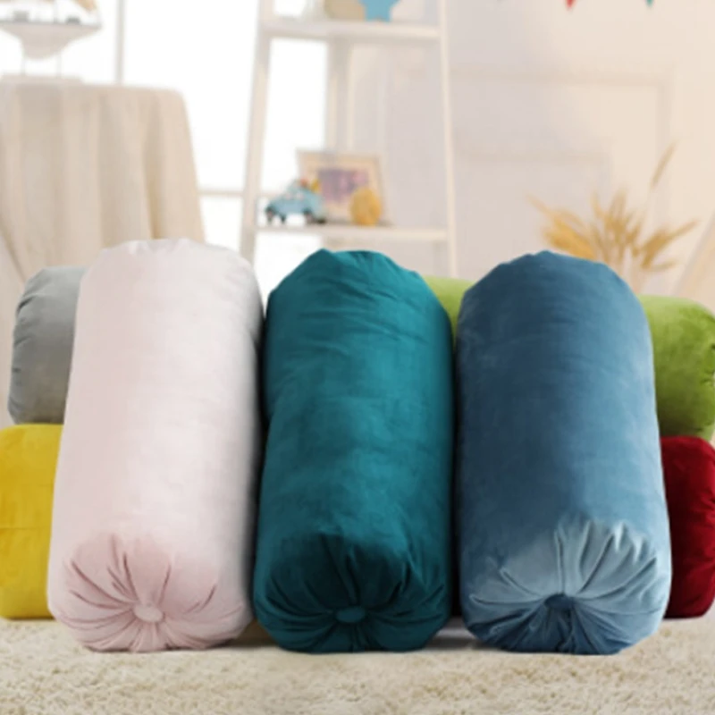 Cheersee bed room round cylindrical candy color home decor cushion pleated bolster yoga pillows for leg