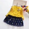 Children&#x27;s floral mesh stitching dress Girl cotton princess dress dress skirt