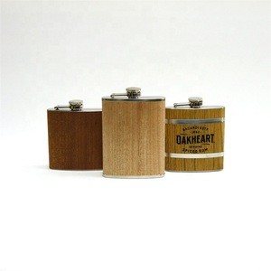 China Supply Professional Bar Wood Alcohol Drinkware Various Capacity Wooden Hip Flask