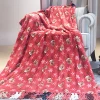 Christmas deer plush flannel cartoon bedding blanket with chenille tassel fringes