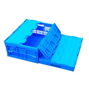 collapsible plastic storage crate with lid