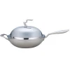 commercial induction tri-ply cookware non-stick cooking wok with steamer