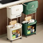 Compartment Household Kitchen Big Trash Can with 2 layers Plastic Classified Garbage Can With 360 Wheel