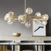 contemporary round golden glass led chandeliers pendant lights lamp factory