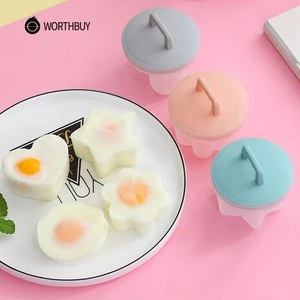 Creative Design 4 Pcs/Set Plastic Egg Poacher Boiler Kitchen Egg Cooker Tools Egg Mold Form Maker With Lid Brush