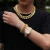 Import Cuban Chain Iced Out Rhinestone Zinc Alloy Gold Plating Miami Cuban Link Chain Necklace Silver Bracelet Man with Watch from China
