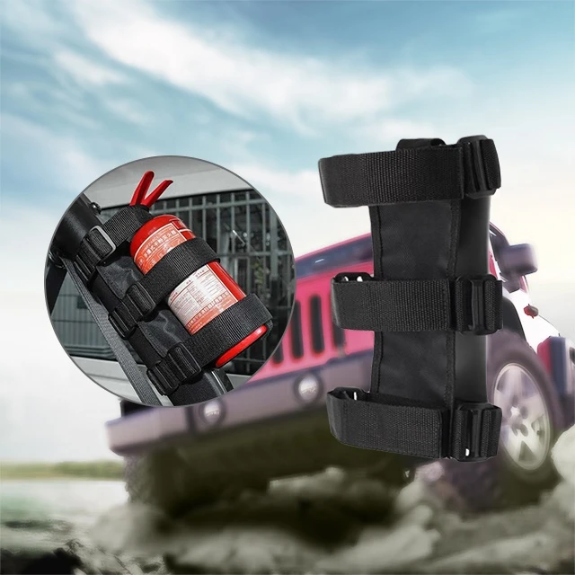 Custom Adjustable Roll Bar 3lb Car Truck Fire Extinguisher Carrying Strap Holder For Jeep Wrangler JK JKU