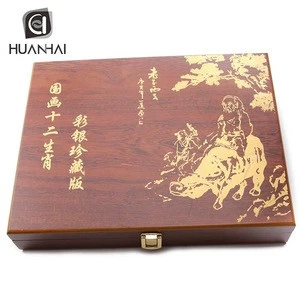 custom commemorative coin packaging luxury wooden gift craft box