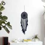 Custom Handmade Wind Chimes Lace Dream Catcher Feather Bead Hanging Decor Ornament Feather Macrame Wall Hanging Dream Catcher