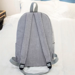 Custom Logo Striped Backpack Female Corduroy Design School Backpack Women For Teenage Girls Backpack