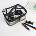 custom logo  transparent clear pvc cosmetic bag case makeup bag